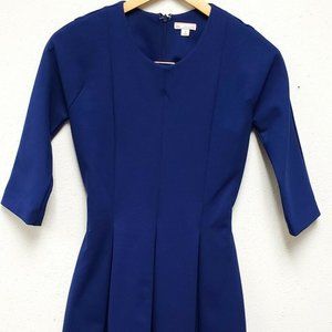 VTG Gap Dress Blue 3/4 Sleeve A-Line Pleated SZ 0